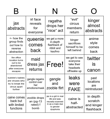 tadc ep 9 predictions Bingo Card
