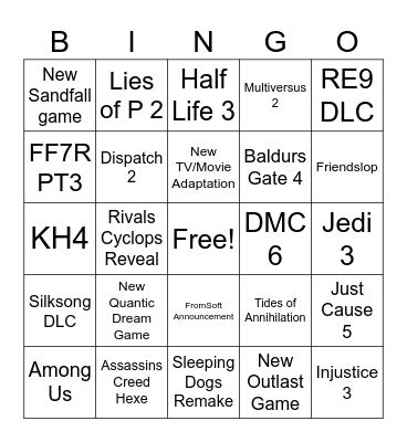 Summer Game Fest Bingo Card