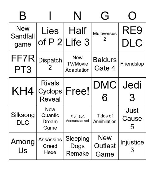Summer Game Fest Bingo Card