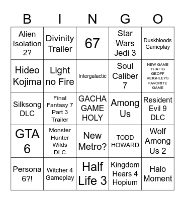 SUMMER GAMES FEST w/ pookie Bingo Card