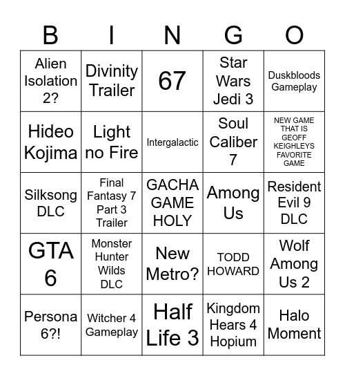 SUMMER GAMES FEST w/ pookie Bingo Card