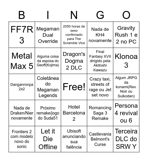 Summer Game Fest 2026 Bingo Card