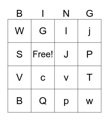 ABC Bingo Card
