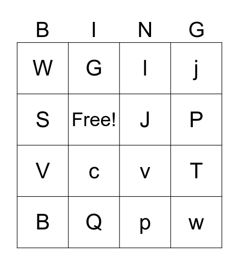 ABC Bingo Card