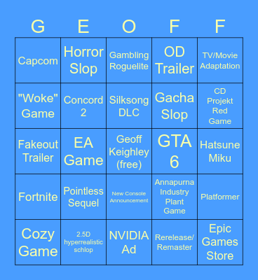 2026 SUMMER GAMES FEST Bingo Card