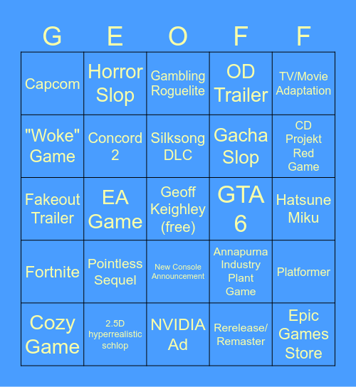 2026 SUMMER GAMES FEST Bingo Card