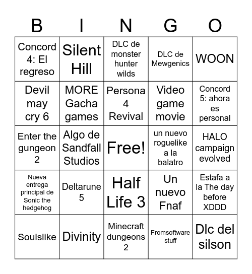 Summer game fest 2026 Bingo Card
