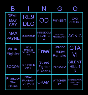 SUMMER GAMES FEST 2026 Bingo Card