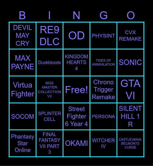 SUMMER GAMES FEST 2026 Bingo Card