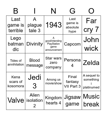 Summer game fest predictions Bingo Card
