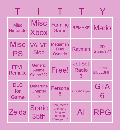 SGF Bingo Card