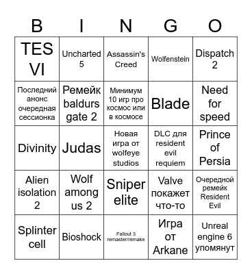 Summer game fest 2026 Bingo Card