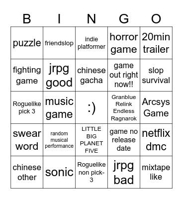 Woah. Bingo Card
