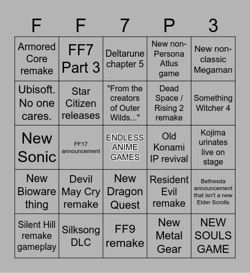 Summer Games Fest Bingo Card