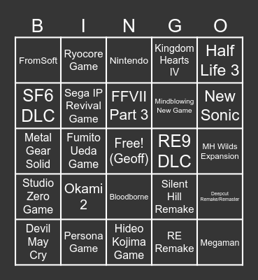 Summer Games Fest 2026 Bingo Card