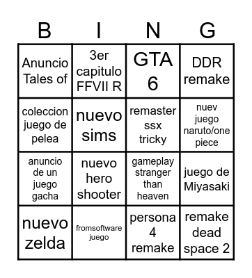 summer game fest 2026 Bingo Card