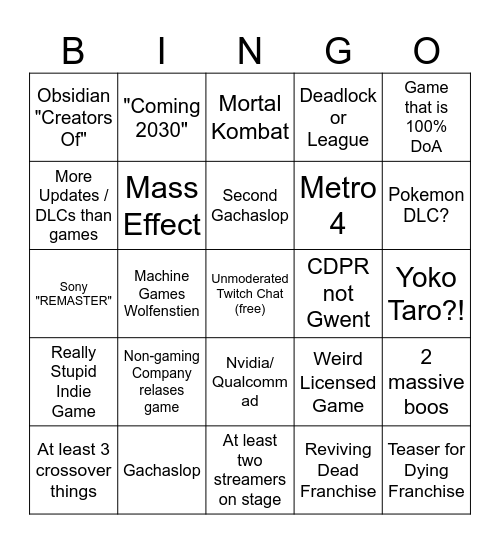 gonna have a stroke Bingo Card