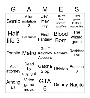 Summer games Show Bingo Card