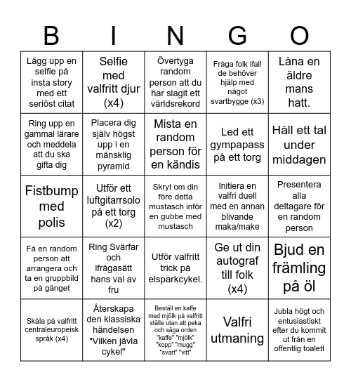 Antons svensexa - Bingo Card