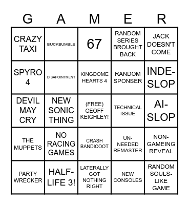 GAME FEST 2026 Bingo Card