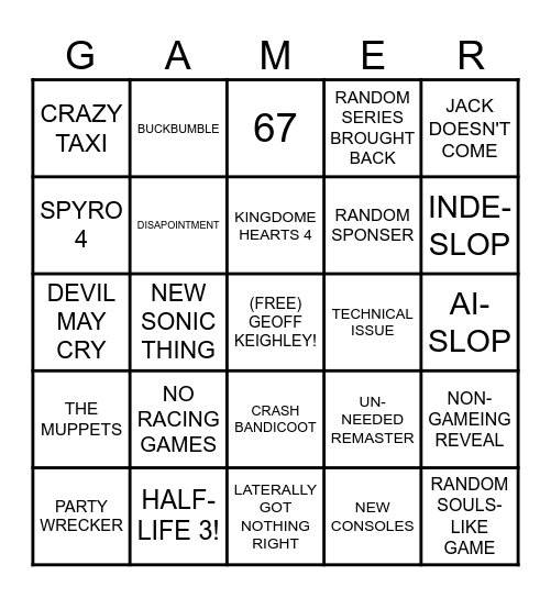 GAME FEST 2026 Bingo Card