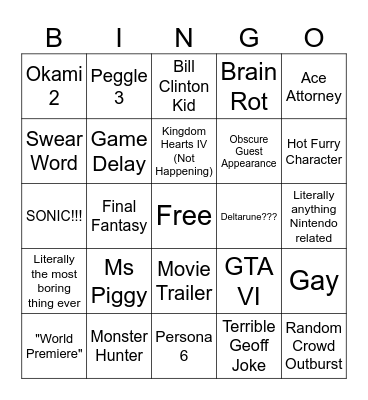 Summer Games Fest Bingo Card