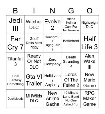 Summer Games Fest 2026 Bingo Card