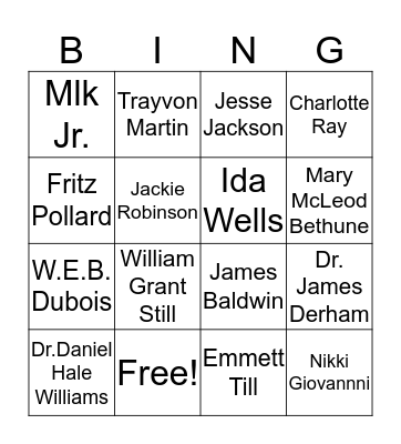 Who Am I? Bingo Card