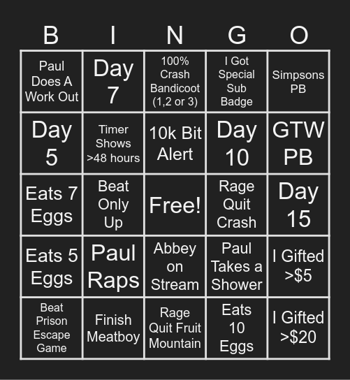 SLOPATHON II BINGO Card