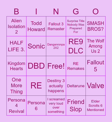 Summer Game Fest Bingo 2026 Bingo Card