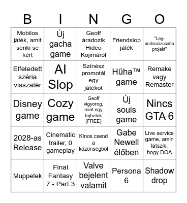 Summer Game Fest Bingo Card