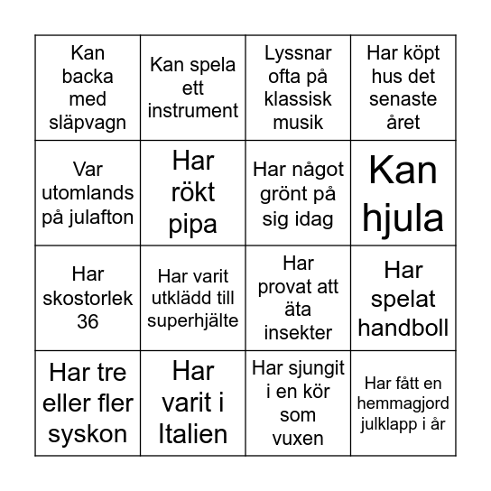 Vem äre som? Bingo Card