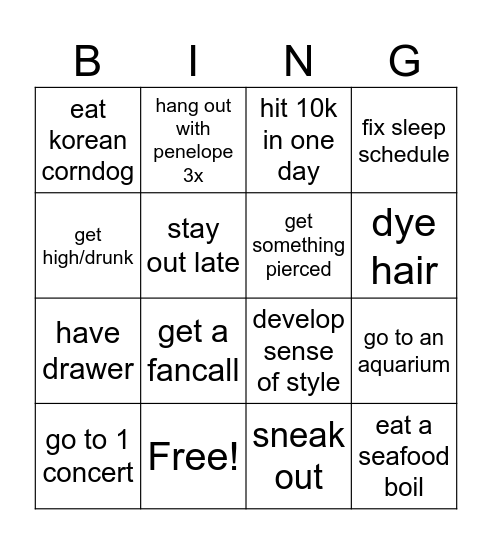summer Bingo Card