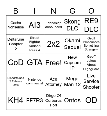 Summer Games Fest 2026 Bingo Card