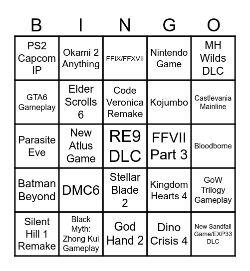 GEOFF Bingo Card