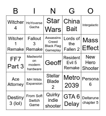 SGF 2026 Bingo Card
