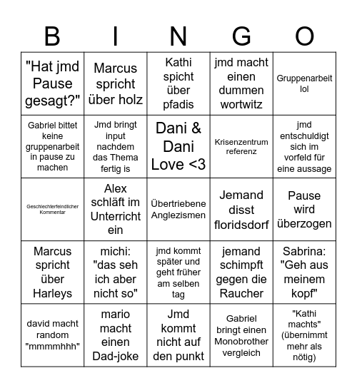 K70 Bingo Card