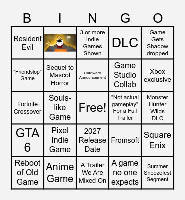 Summer Game Fest Bingo Card