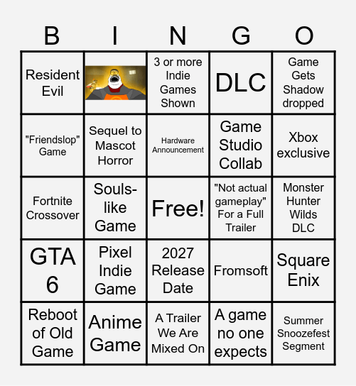 Summer Game Fest Bingo Card