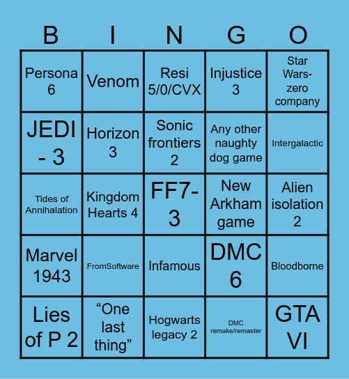 SGF Bingo Card