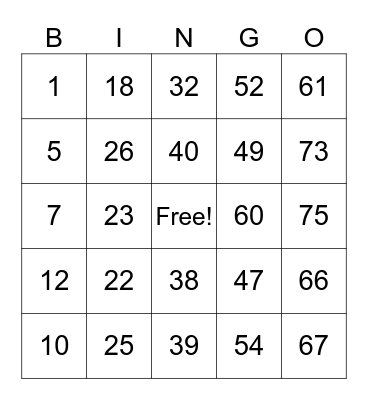 Untitled Bingo Card