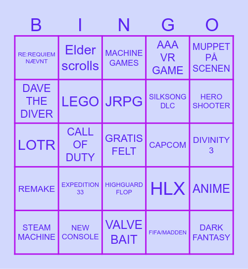 SUMMER GAME FEST 2026 Bingo Card
