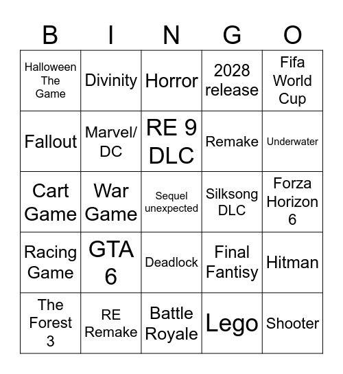 SummerGameFest Bingo Card
