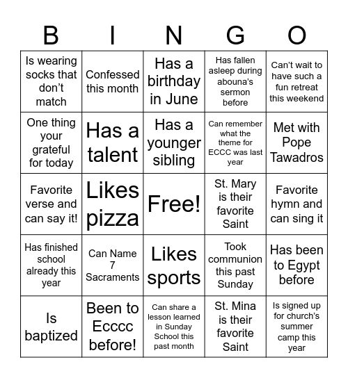 Find Someone Who…. Bingo Card