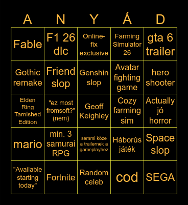 Sum game fest Bingo Card
