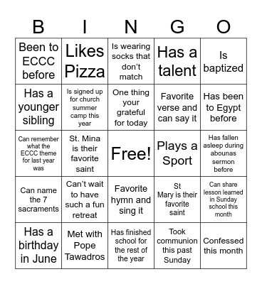 Find Someone Who…. Bingo Card