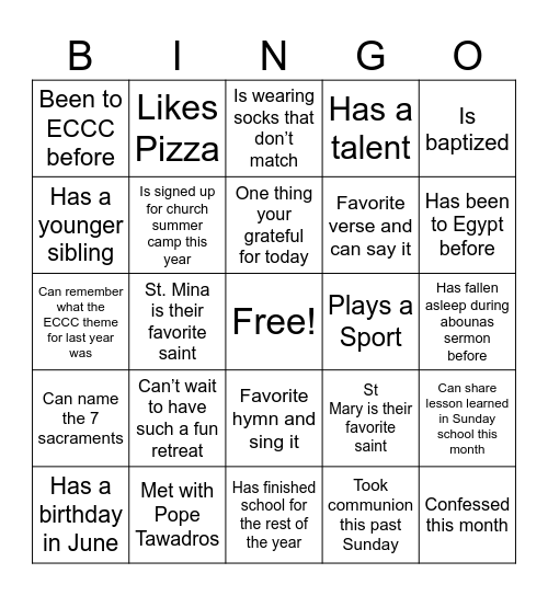 Find Someone Who…. Bingo Card