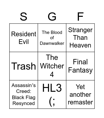 Summer Game Fest Bingo Card