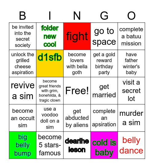 ultimate sims 4 bingo challenge Bingo Card