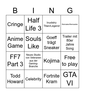 Summer Game Fest 2026 Bingo Card